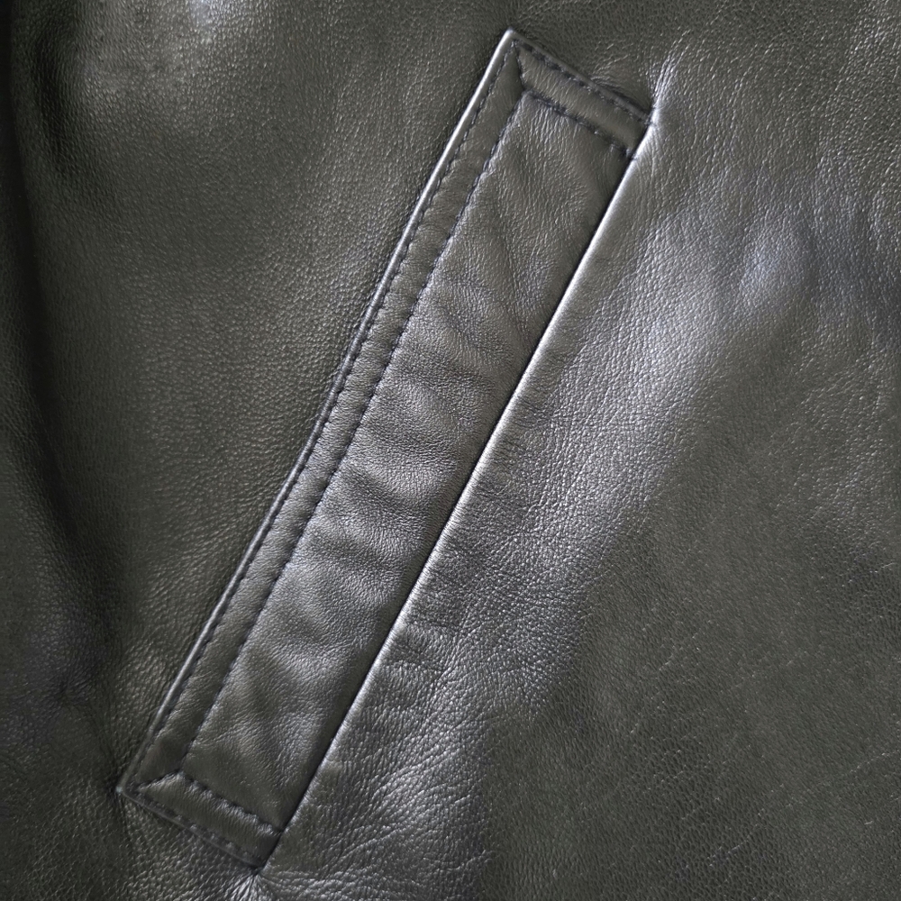 Vintage Centigrade Black Leather Button- Front Sh… - image 7